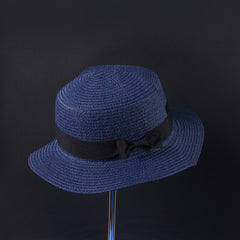 Blue Fashion Bow Casual Brim Cap