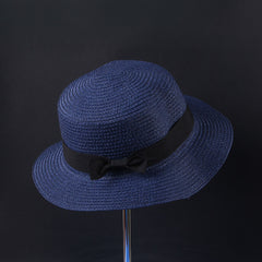Blue Fashion Bow Casual Brim Cap