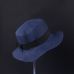 Blue Fashion Bow Casual Brim Cap