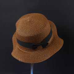Brown Fashion Bow Casual Brim Cap