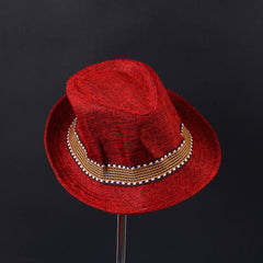 Red Kids Fedora Panama Cap
