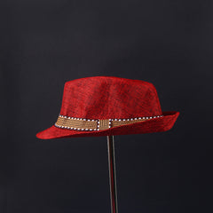 Red Kids Fedora Panama Cap