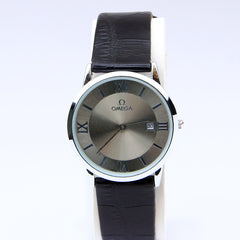 Silver Dial Black Leather Strap 1196 Wrist Watch