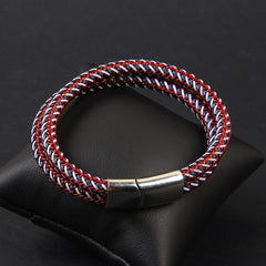 Multi Color Braided Stitching Combination Classic Style Magnetic Lock Bracelet