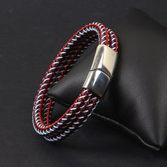 Multi Color Braided Stitching Combination Classic Style Magnetic Lock Bracelet