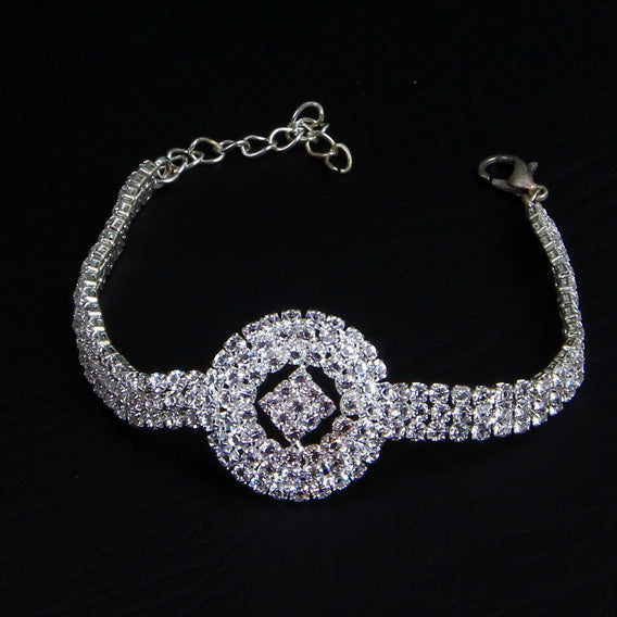 Silver Round Shape Stone Bracelet