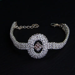 Silver Oval Shape Stone Bracelet