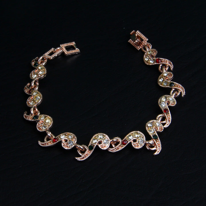 Charm Multi Stone Link Golden Bracelet