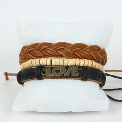 3Pc Set New Casual Love Brown Bracelet