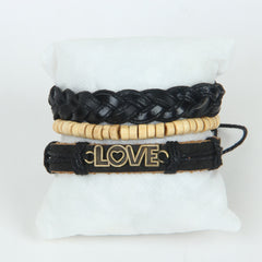 3Pc Set New Casual Love Black Bracelet