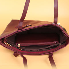 Womens Tote Dark Maroon Bag With Pouch Purse
