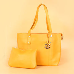 Womens Tote Yellow Bag With Pouch Purse