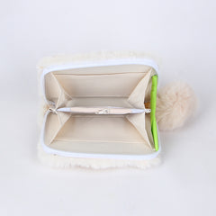 Women Fur Wallet White