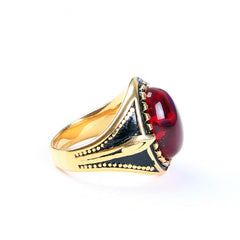 Fancy Red Stone Golden Ring