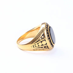 Fancy Black Stone Golden Ring