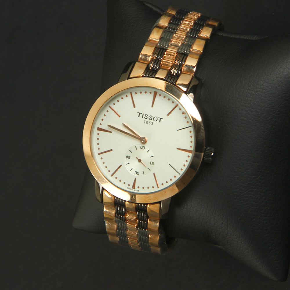 Rose Gold Black Chain Men's Wrist Watch