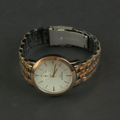 Rose Gold Black Chain Men's Wrist Watch