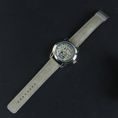 Men's Wrist Watch Silver Dial with Grey Strap