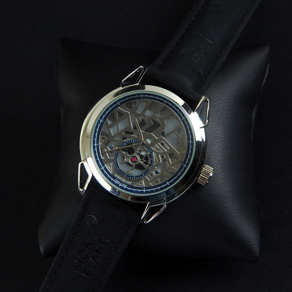 Men's Wrist Watch Silver Dial with Black Strap
