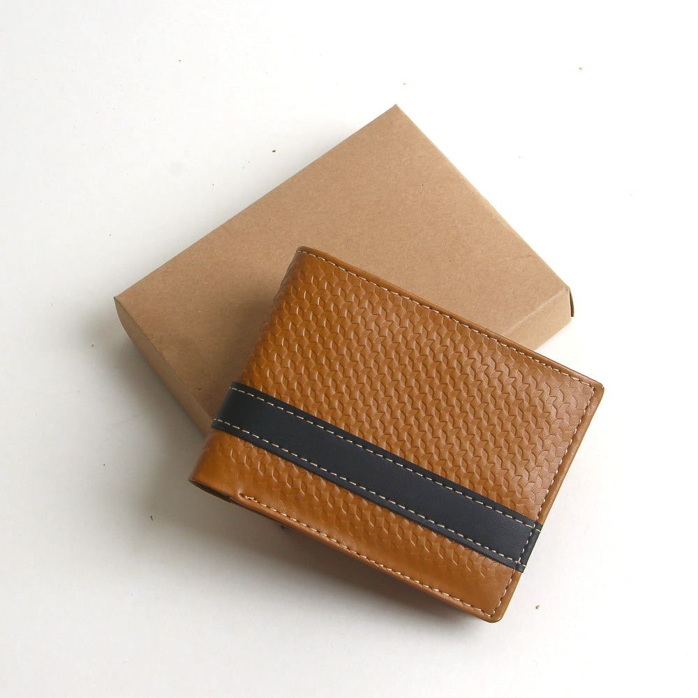 Genuine leather wallet for men beige with black strip