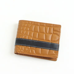 Genuine leather wallet for men beige with black strip