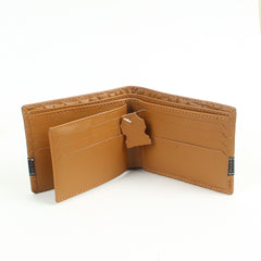 Genuine leather wallet for men beige with black strip