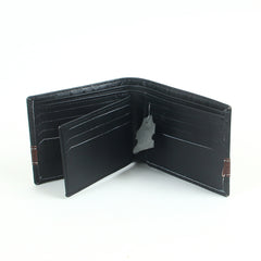 Genuine leather wallet for men black with brown strip
