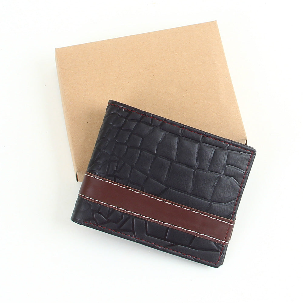 Genuine leather wallet for men chocolate brown with brown strip
