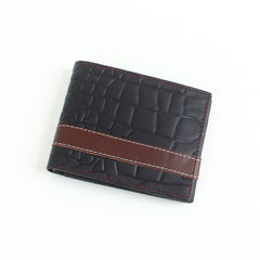 Genuine leather wallet for men chocolate brown with brown strip