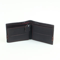 Genuine leather wallet for men chocolate brown with brown strip