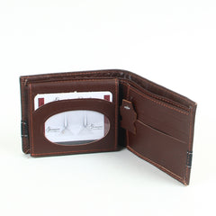 Genuine leather wallet for men brown with black strip