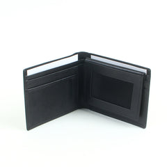 Mens genuine leather bifold slim wallet black
