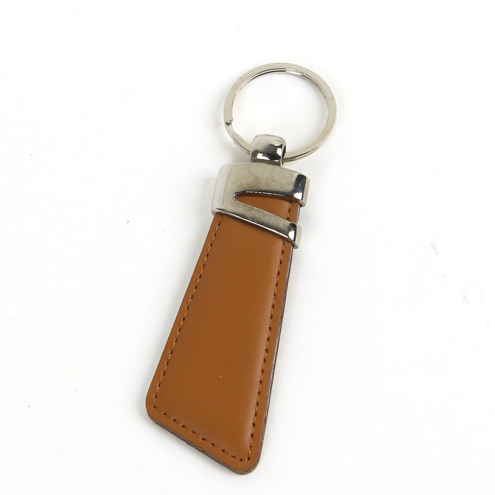 Genuine leather keychain beige