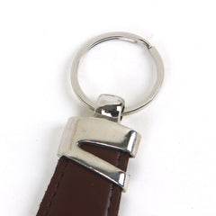 Genuine leather keychain brown