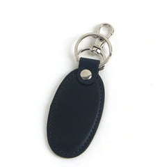 Genuine leather keychain oval blue