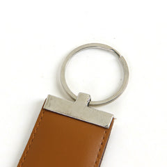 Genuine leather keychain rectangle beige