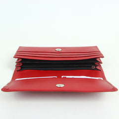 Woman's genuine leather wallet red with thread design