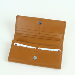 Woman's genuine leather wallet beige with thread design