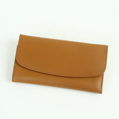 Woman's genuine leather purse beige with button lock