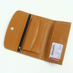 Woman's genuine leather purse beige with button lock