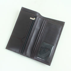 Genuine leather bifold long travel wallet black