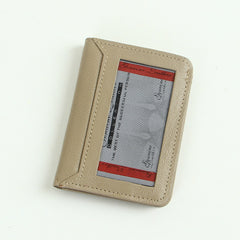 Genuine leather bifold slim credit card holder off white