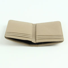 Genuine leather bifold slim credit card holder off white