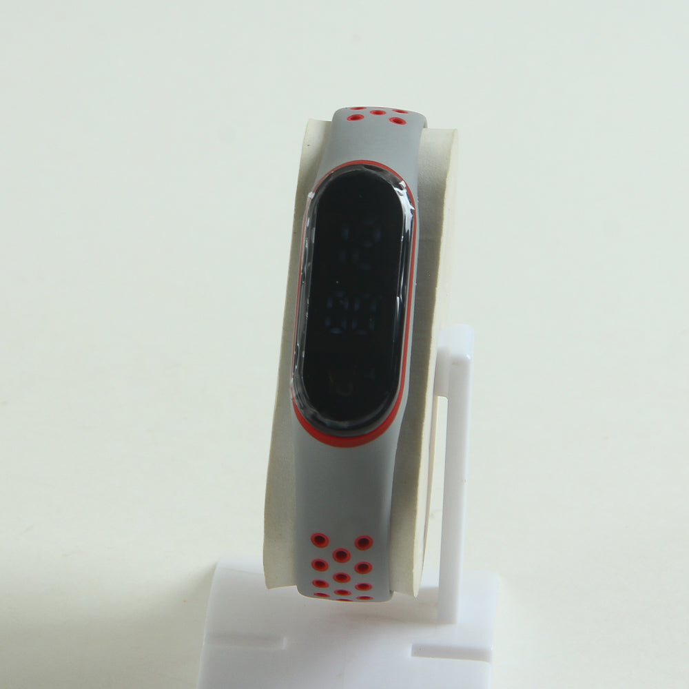 Kids LED wrist watch grey and red design