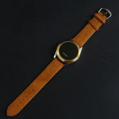 Men's Touch LED Watch Golden Dial with Brown Straps