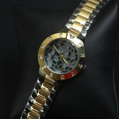Two Tone Black & Golden Womans Watch Black Dial Base