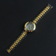 Two Tone Black & Golden Womans Watch Black Dial Base