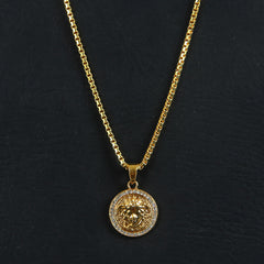 Mens Chain Locket Gold Lion Style Small