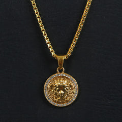 Mens Chain Locket Gold Lion Style Small