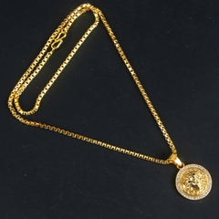 Mens Chain Locket Gold Lion Style Small